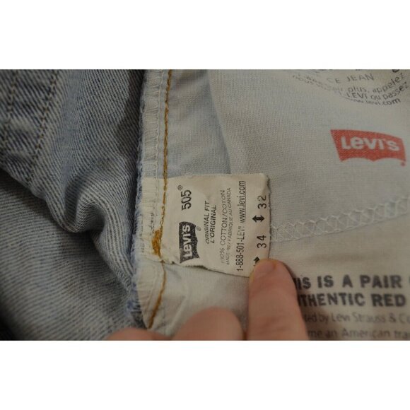 Levi's 505 Distressed Jeans Light Wash Straight Leg 34x32 Mens Original Fit - Picture 6 of 11